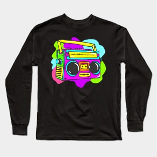 Neon Hippy 80s 90s Costume Retro Vintage Long Sleeve T-Shirt